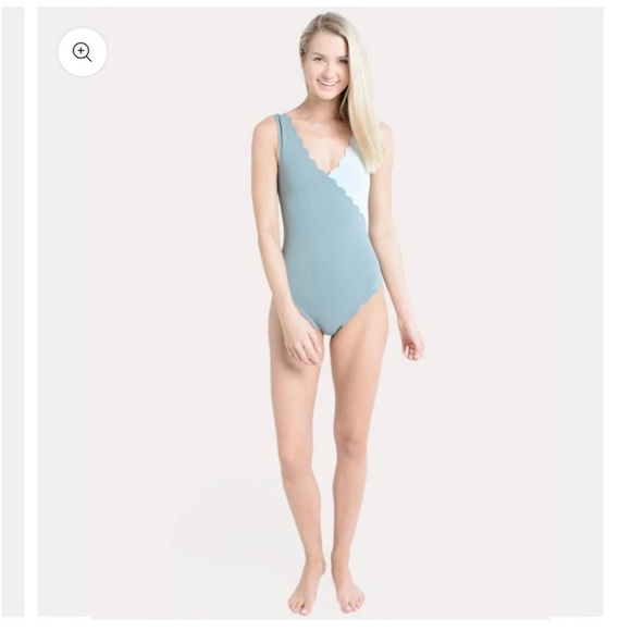 Marysia two tone canyon point scalloped swimsuit - Picture 1 of 8